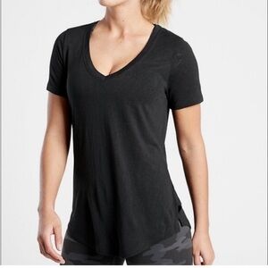 Athleta Black Short Sleeve V-Neck Tee